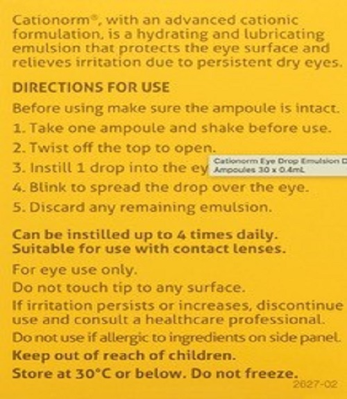 Cationorm Emulsion 30 x 0.4 ml - Image 3