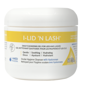 I-LID 'N LASH 60 pack tub, daily cleansing wipes for lids and lashes with hyaluronan, by I-MED Pharma